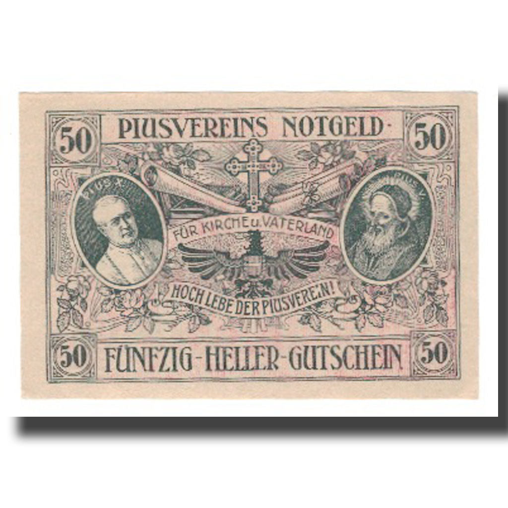 Banknote, Austria, Linz, Prv. Akad. Pressvereins-Buchdruckerei, 50 Heller, Texte