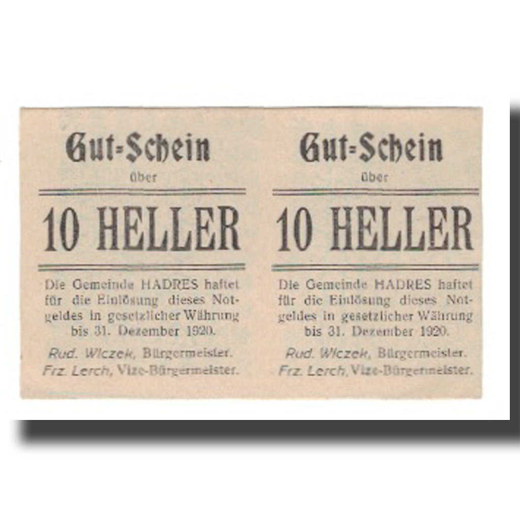 Banknote, Austria, Hadres N.Ö. Gemeinde, 20 Heller, N.D, 1920, 1920-12-31