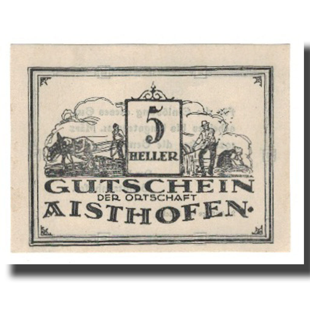 Banknot, Austria, Aisthofen O.Ö. Gemeinde, 5 Heller, Texte, 1921, 1921-05-31