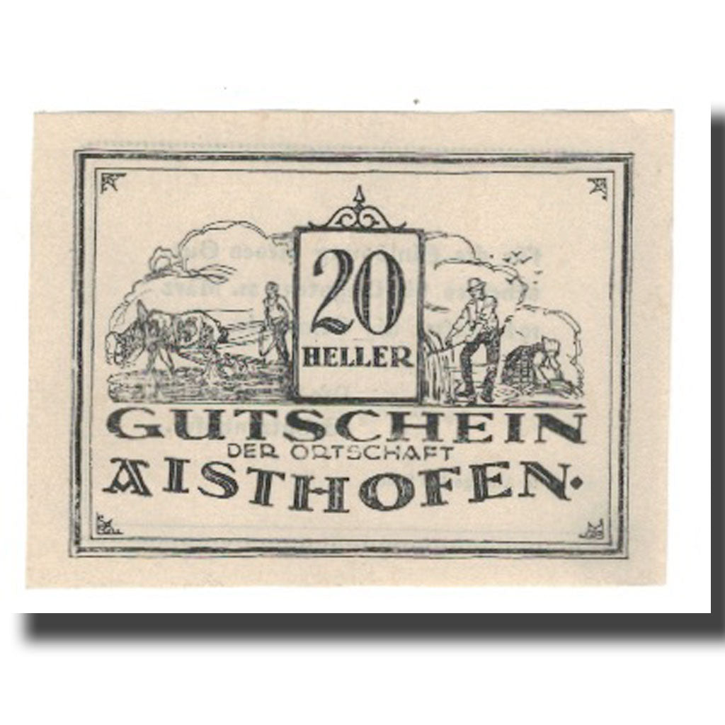 Banknote, Austria, Aisthofen O.Ö. Gemeinde, 20 Heller, Texte 2, 1921