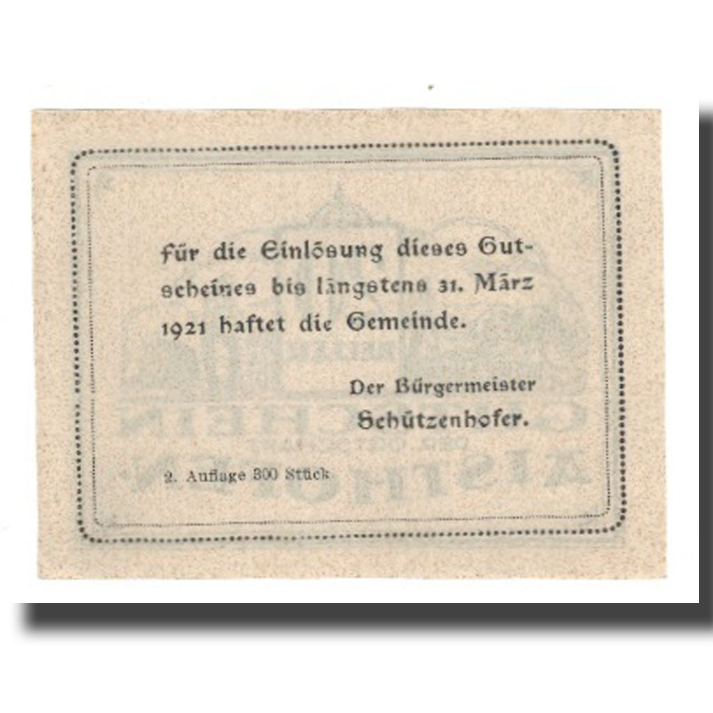 Banknote, Austria, Aisthofen O.Ö. Gemeinde, 20 Heller, Texte 2, 1921