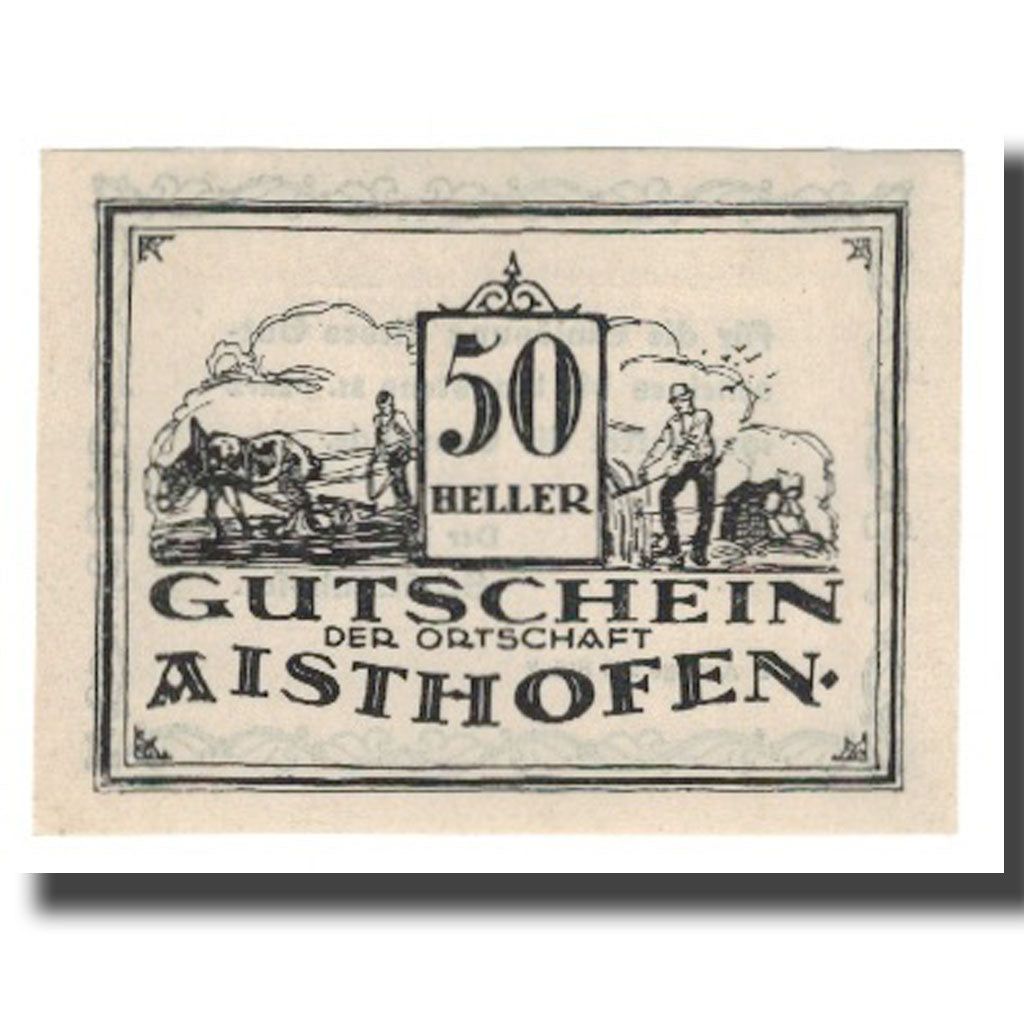 Banknote, Austria, Aisthofen O.Ö. Gemeinde, 50 Heller, Texte 3, 1921