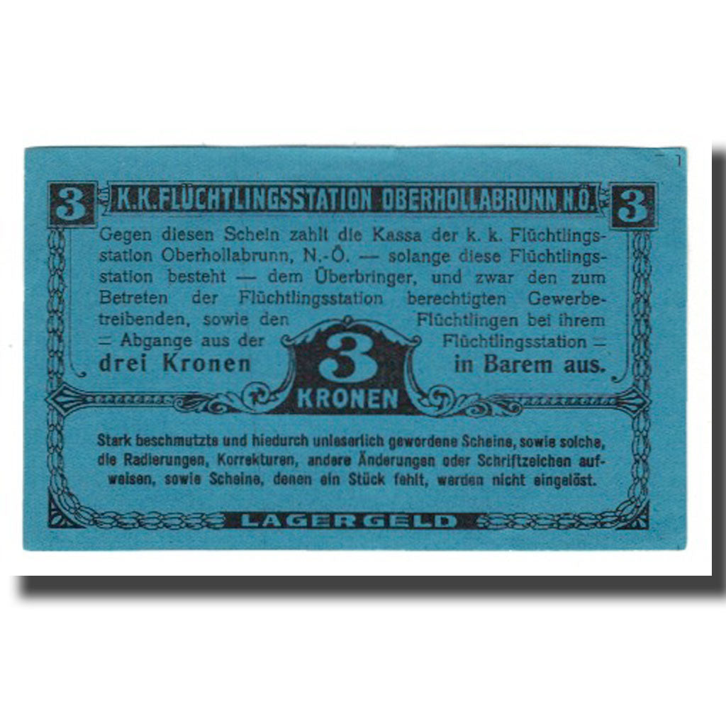 Banconote, Austria, Oberhollabrunn N.Ö. Gemeinde, 3 Kronen, N.D, 1918