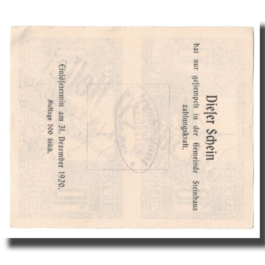 Banknote, Austria, Steinhaus Bei Wels O.Ö. Gemeinde, 20 Heller, texte 1, 1920