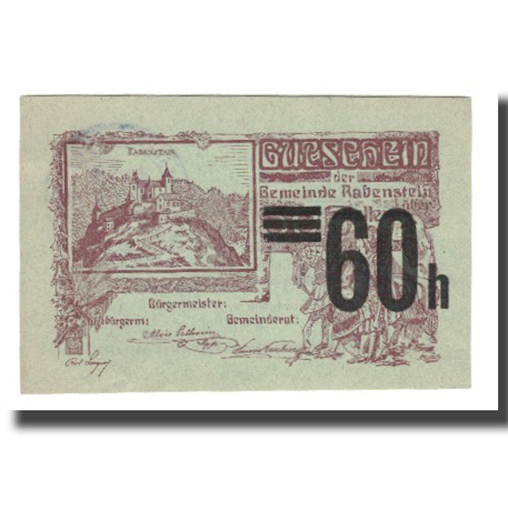 Banknote, Austria, Rabenstein N.Ö. Gemeinde, 60 Heller, texte 1, 1920