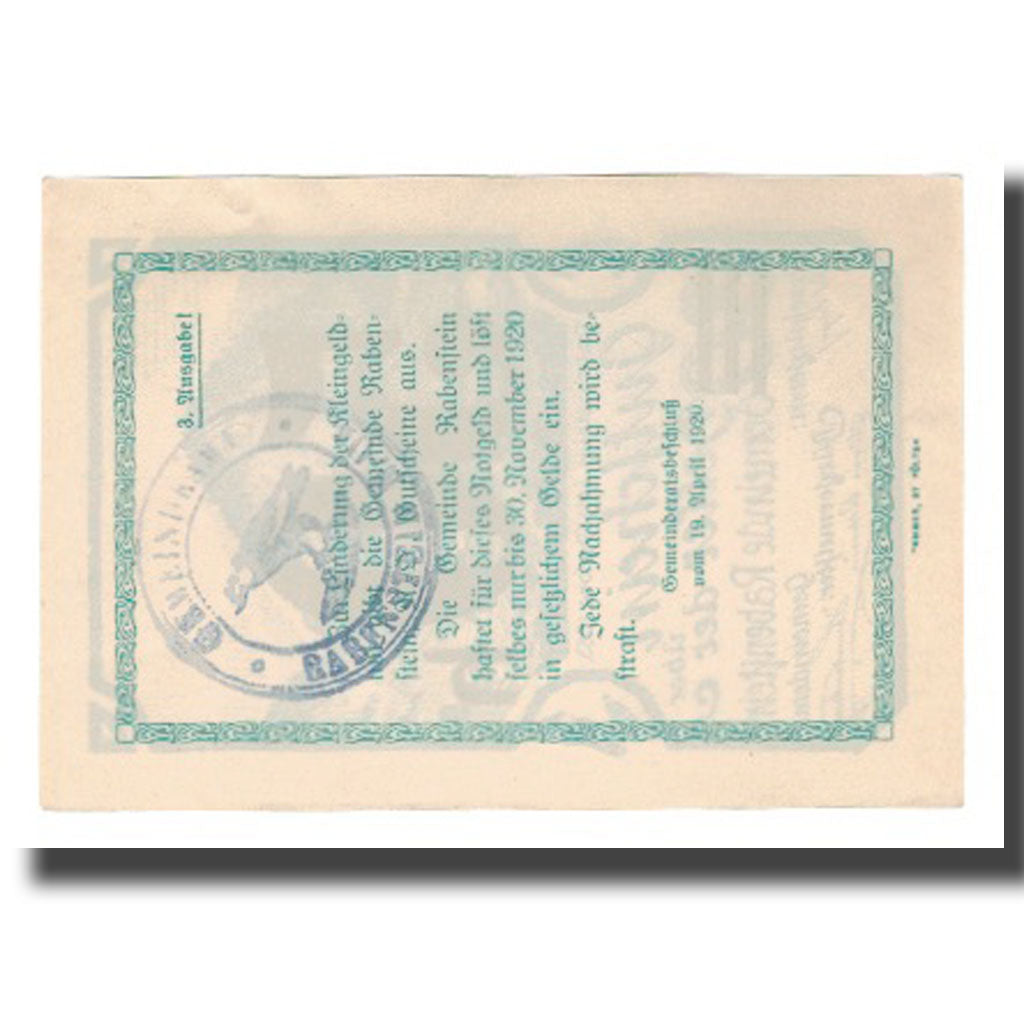 Banknot, Austria, Rabenstein N.Ö. Gemeinde, 50 Heller, Texte 2, 1920