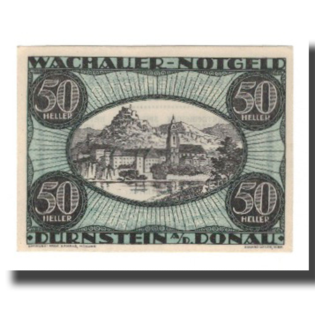 Banknot, Austria, Wachauer Notgeld Dürnstein N.Ö. Gemeinde, 50 Heller, texte