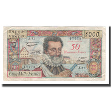 Francia, 50 Nouveaux Francs on 5000 Francs, Henri IV, 1958, 1958-10-30, MB