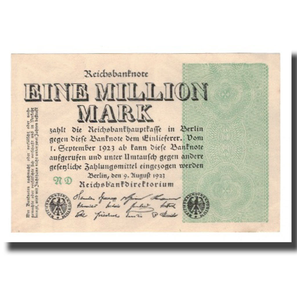 Banknote, Germany, 1 Million Mark, 1923, 1923-08-09, KM:102c, AU(55-58)