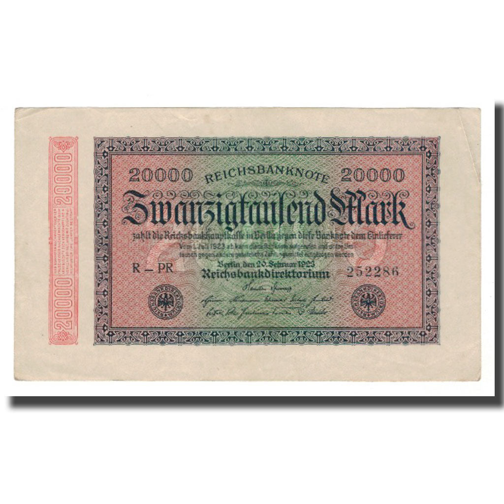 Banknot, Niemcy, 20,000 Mark, 1923, 1923-02-20, KM:85f, AU(55-58)