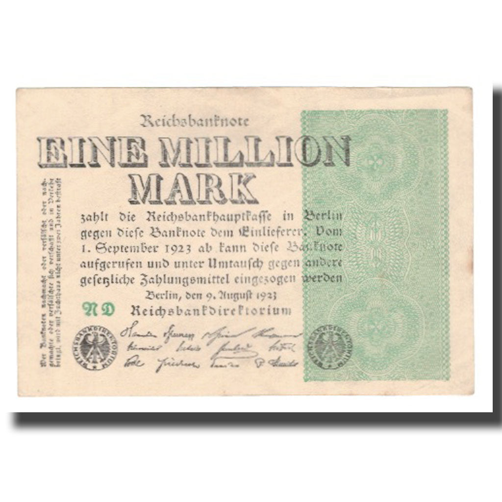 Geldschein, Deutschland, 1 Million Mark, 1923, 1923-08-09, KM:102a, SS+