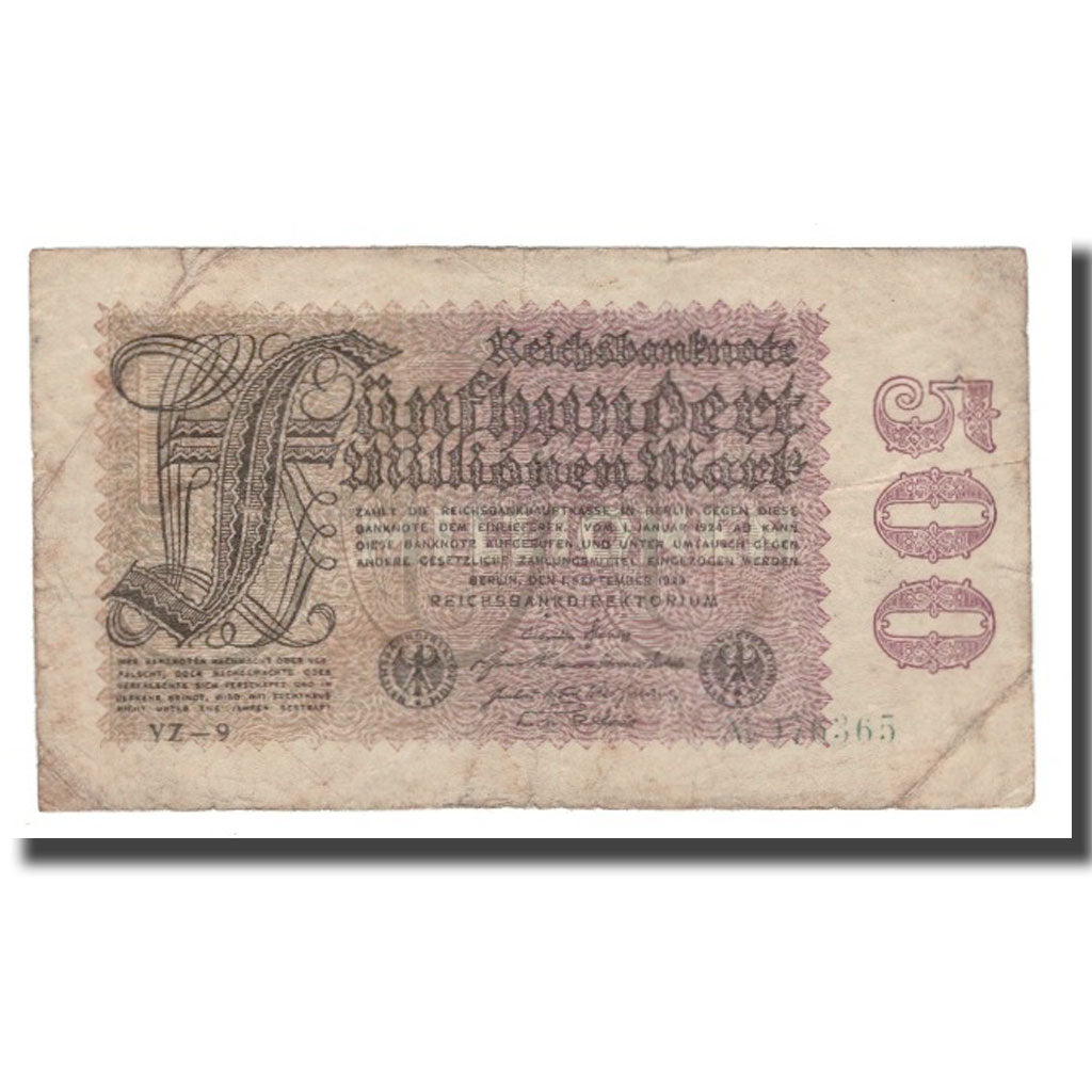 Banknote, Germany, 500 Millionen Mark, 1923, 1923-09-01, KM:110h, VF(30-35)