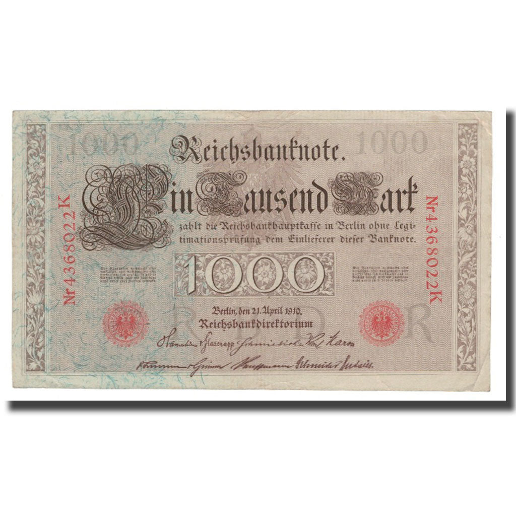 Geldschein, Deutschland, 1000 Mark, 1910, 1910-04-21, KM:44b, SS+