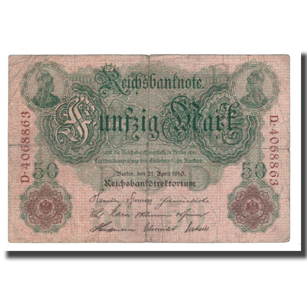 Banconote, Germania, 50 Mark, 1910, 1910-04-21, KM:41, MB+