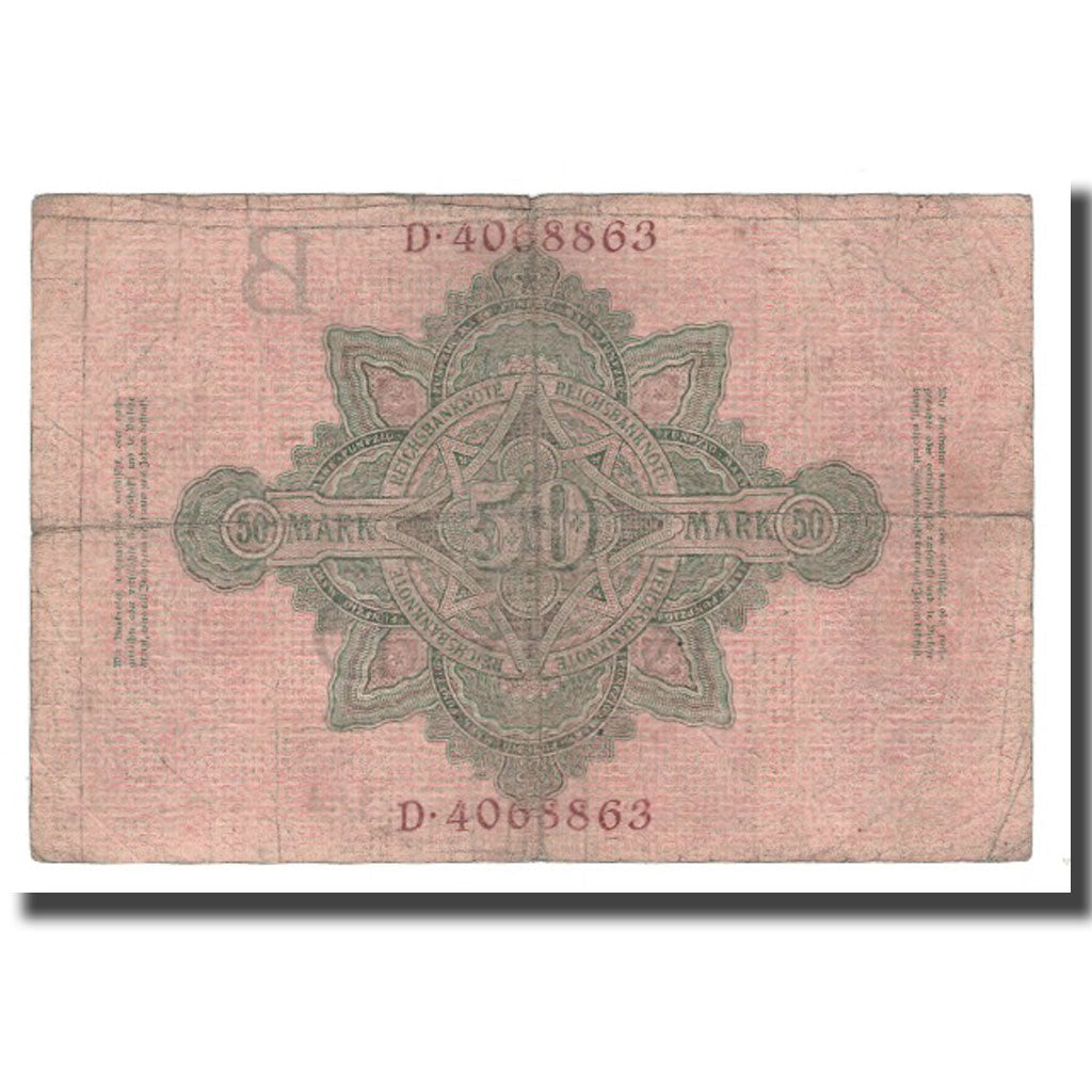Banconote, Germania, 50 Mark, 1910, 1910-04-21, KM:41, MB+