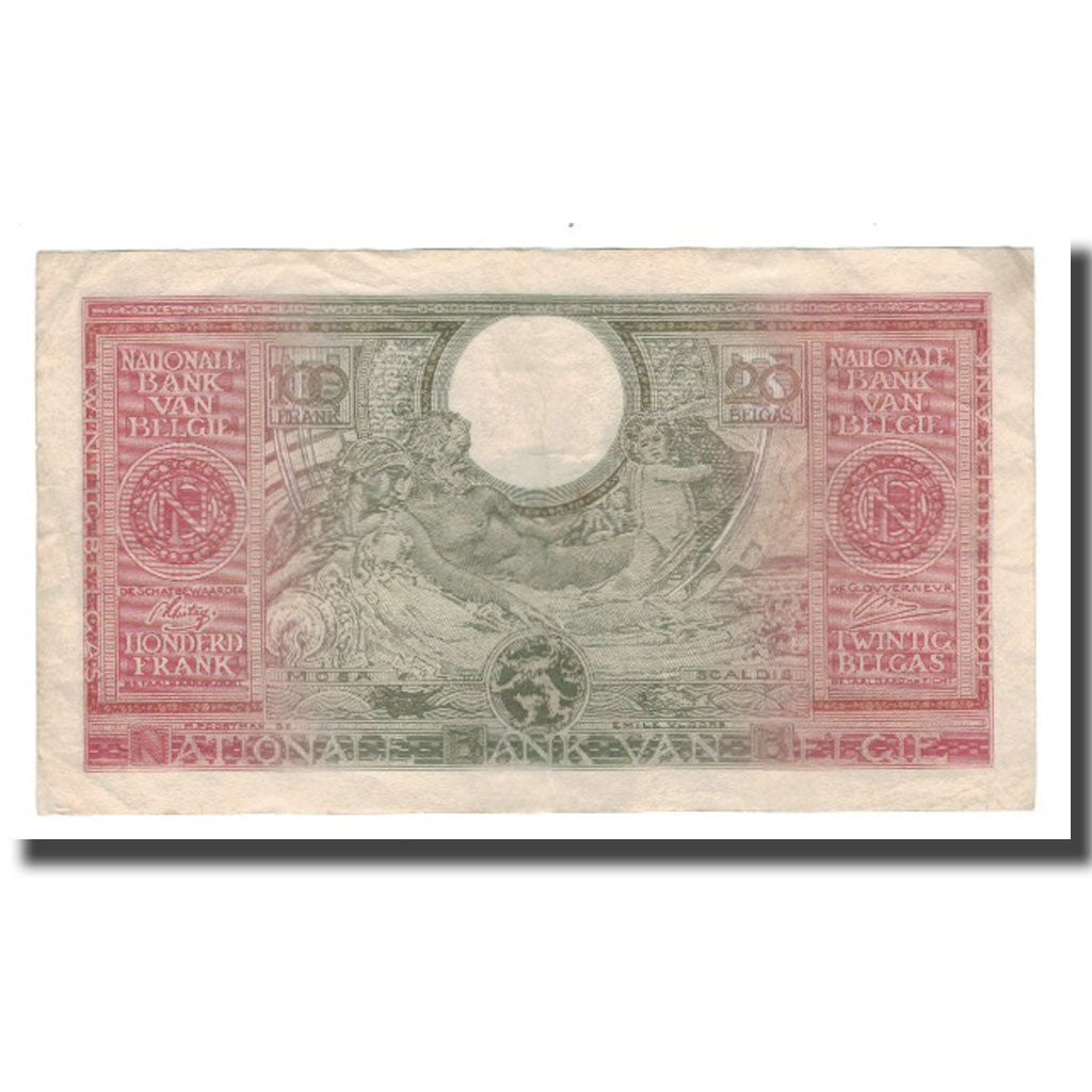 Banknot, Belgia, 100 Francs-20 Belgas, 1943 (1944), 1943-02-01, KM:123