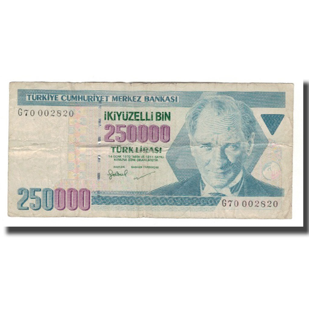 Geldschein, Türkei, 250,000 Lira, L.1970, KM:207, S