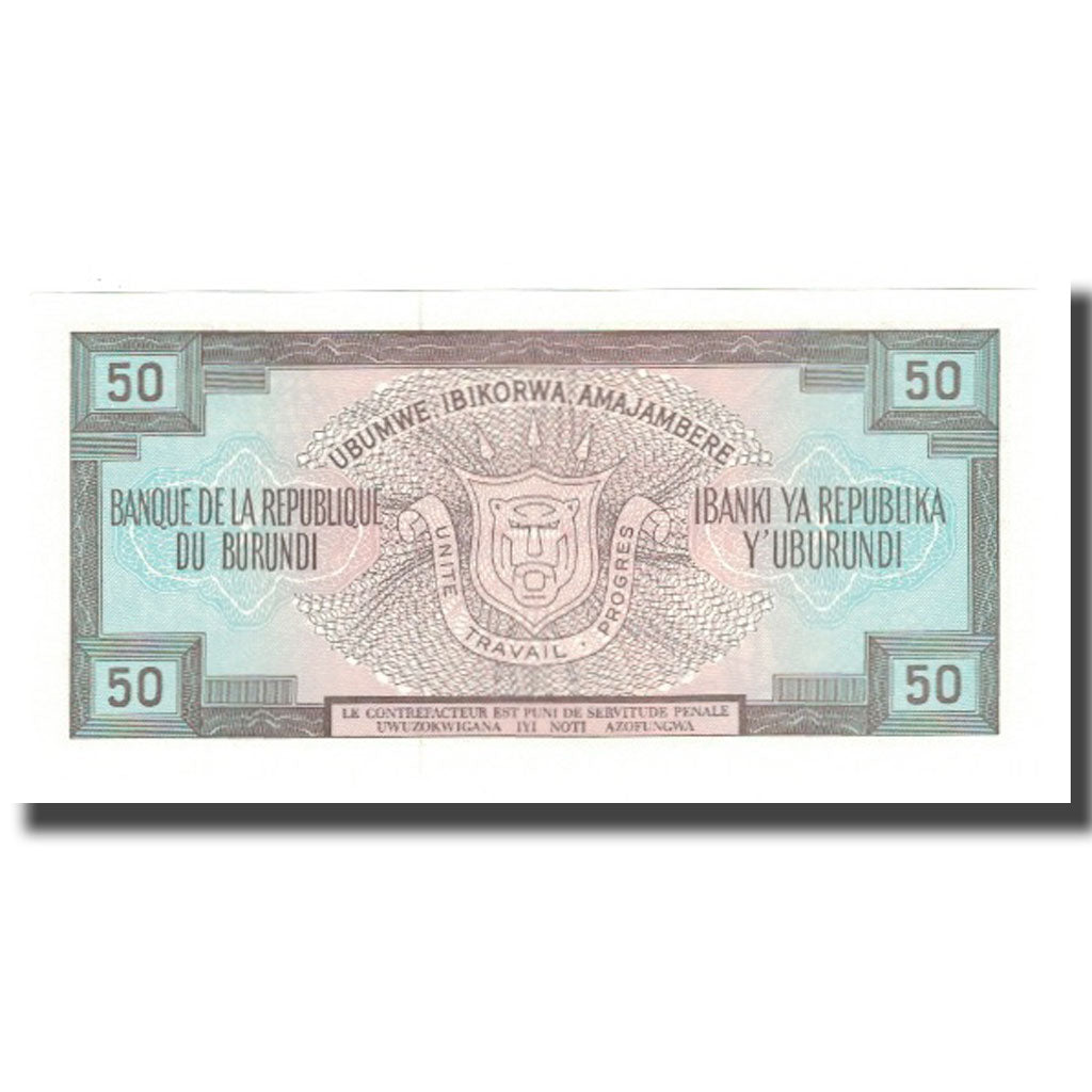 Banknote, Burundi, 50 Francs, 1993, 1993-05-01, KM:28c, UNC(65-70)
