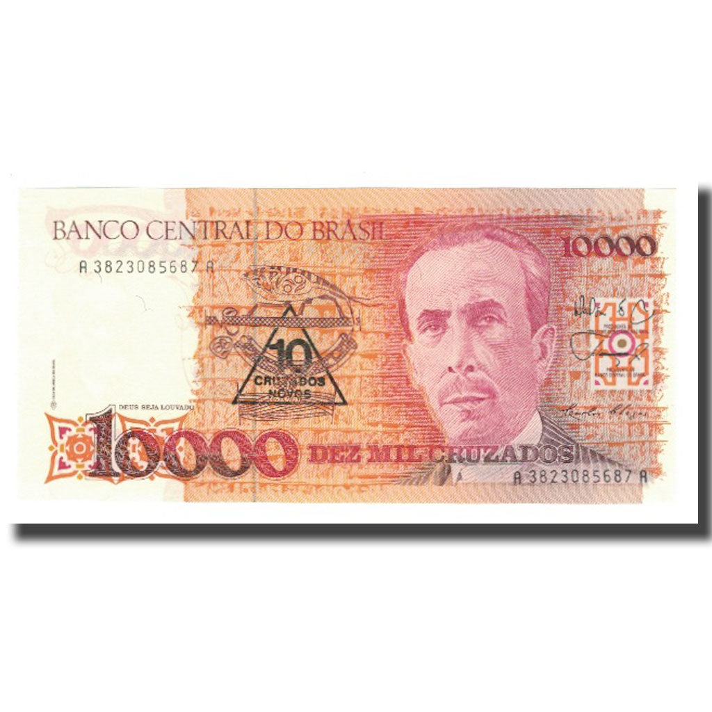 Geldschein, Brasilien, 10 Cruzados Novos on 10,000 Cruzados, UNDATED (1989-90)