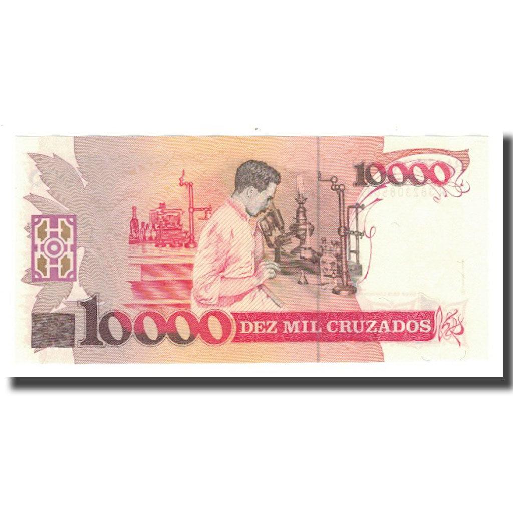 Geldschein, Brasilien, 10 Cruzados Novos on 10,000 Cruzados, UNDATED (1989-90)