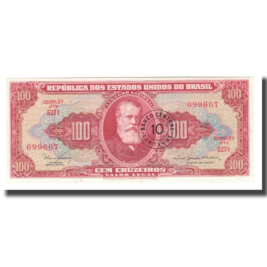 Biljet, Brazilië, 10 Centavos on 100 Cruzeiros, Undated (1966-1967), KM:185a