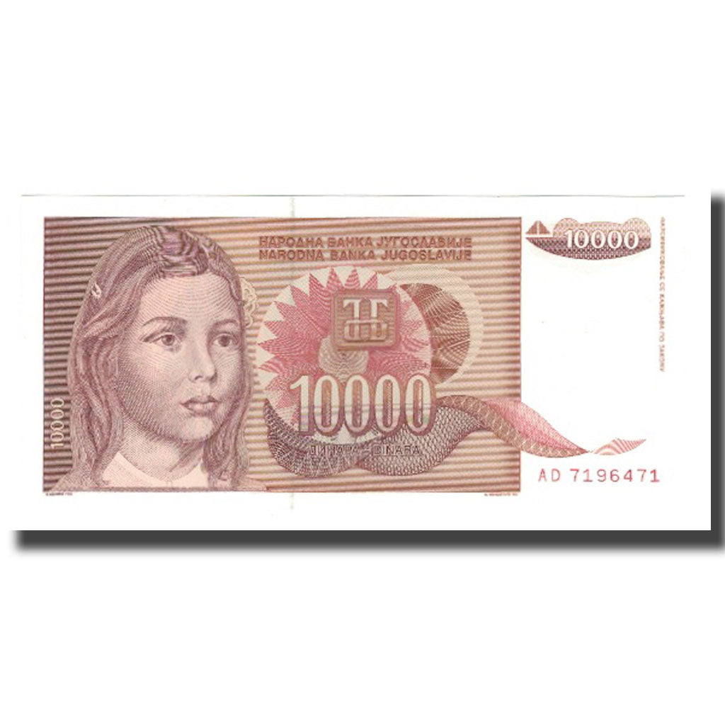 Nota, Jugoslávia, 10,000 Dinara, 1992, KM:116a, UNC(65-70)