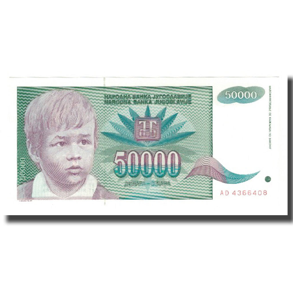 Nota, Jugoslávia, 50,000 Dinara, 1992, KM:117, UNC(65-70)