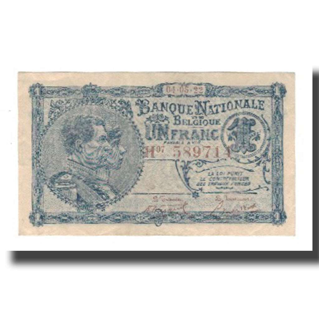 Geldschein, Belgien, 1 Franc, 1922, 1922-05-04, KM:92, UNZ-