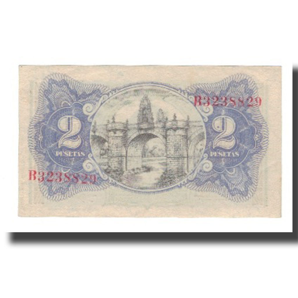 Nota, Espanha, 2 Pesetas, 1938, KM:95, AU(55-58)