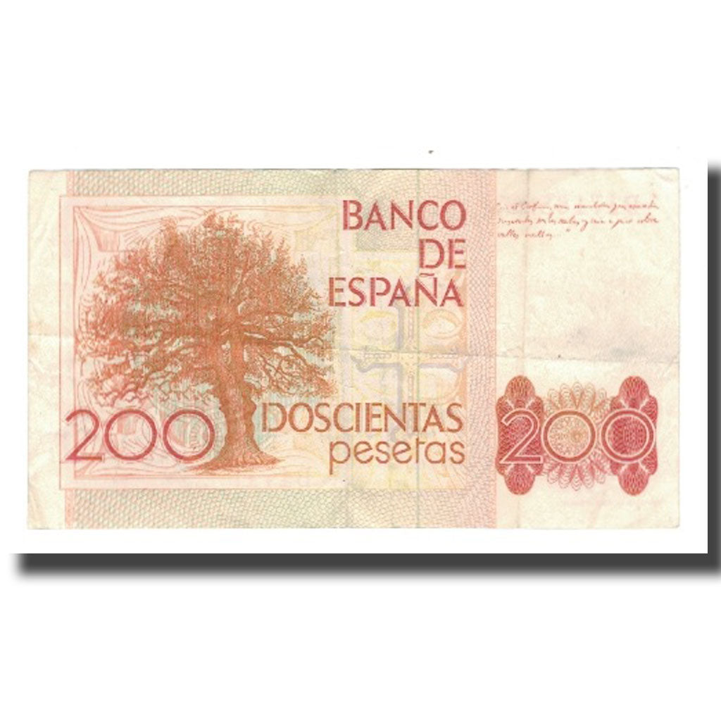 Nota, Espanha, 200 Pesetas, 1980 (1984), 1980-09-16, KM:156, EF(40-45)
