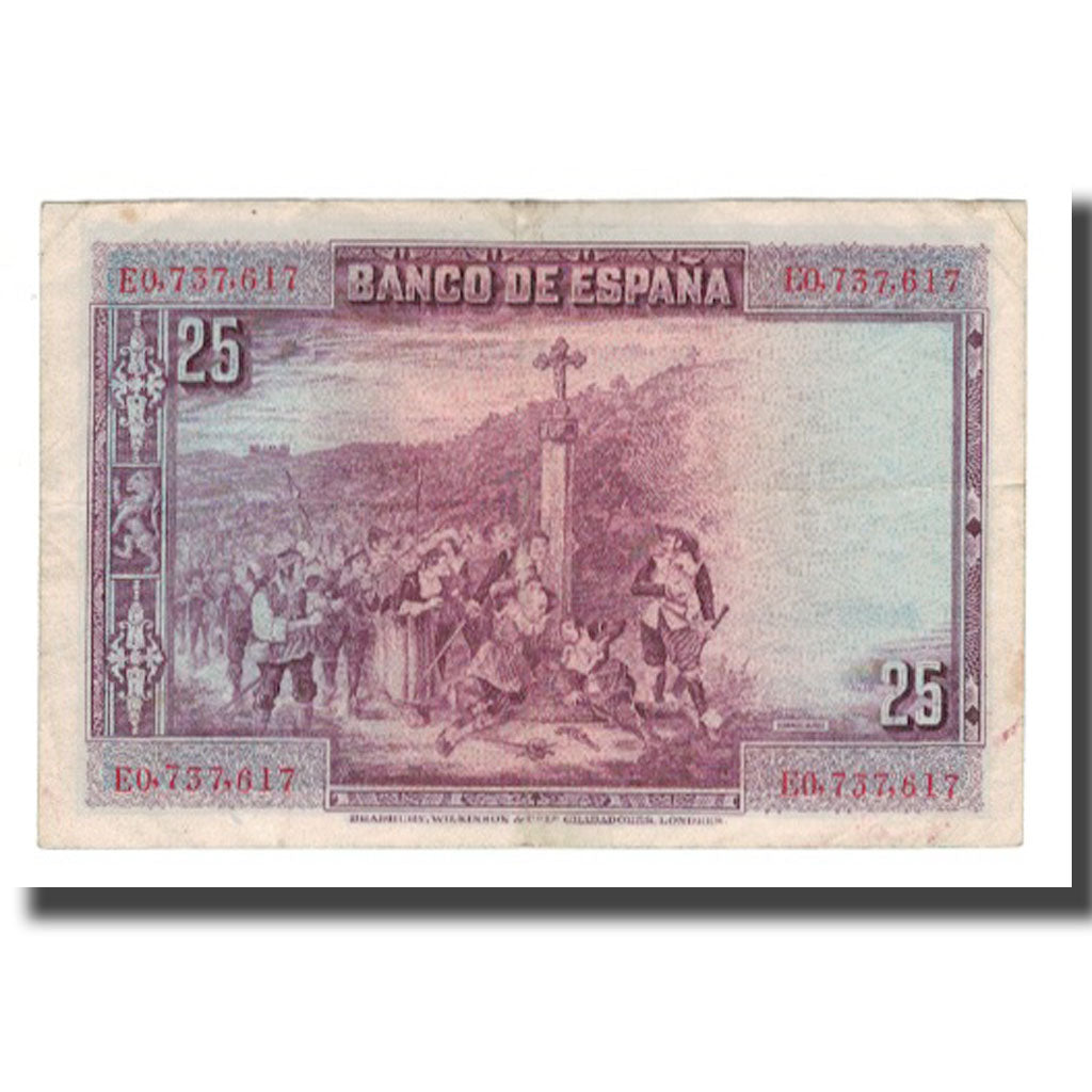 Biljet, Spanje, 25 Pesetas, 1928, 1928-08-15, KM:74b, TTB