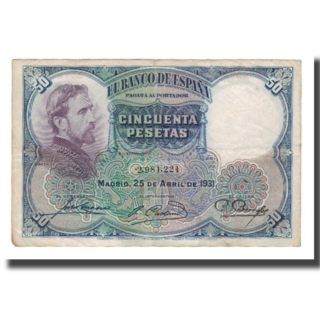 Banknote, Spain, 50 Pesetas, 1931, 1931-04-25, KM:82, VF(20-25)