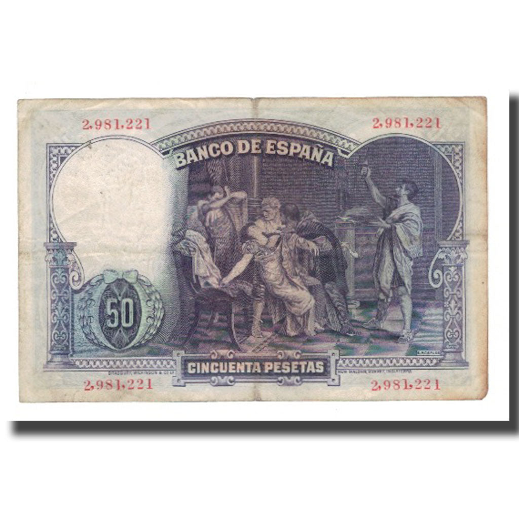 Banknote, Spain, 50 Pesetas, 1931, 1931-04-25, KM:82, VF(20-25)