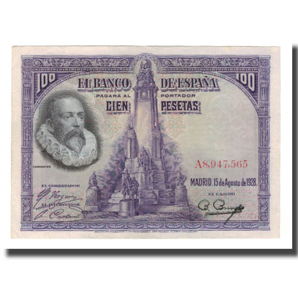 Biljet, Spanje, 100 Pesetas, 1928, 1928-08-15, KM:76a, SUP
