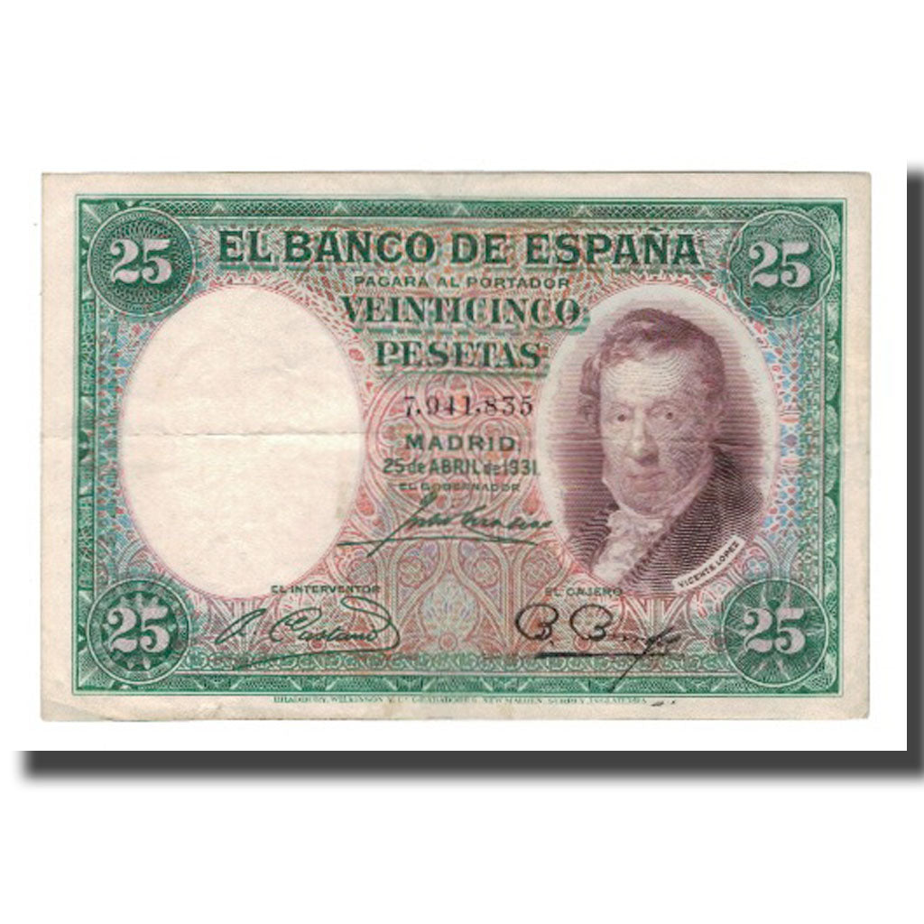 Banconote, Spagna, 25 Pesetas, 1931, 1931-04-25, KM:81, BB