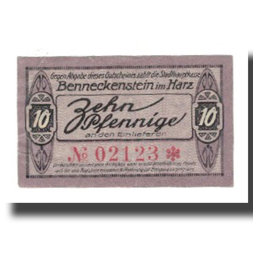 Banknote, Germany, Benneckenstein im Harz Stadt, 10 Pfennig, paysage 2, 1919