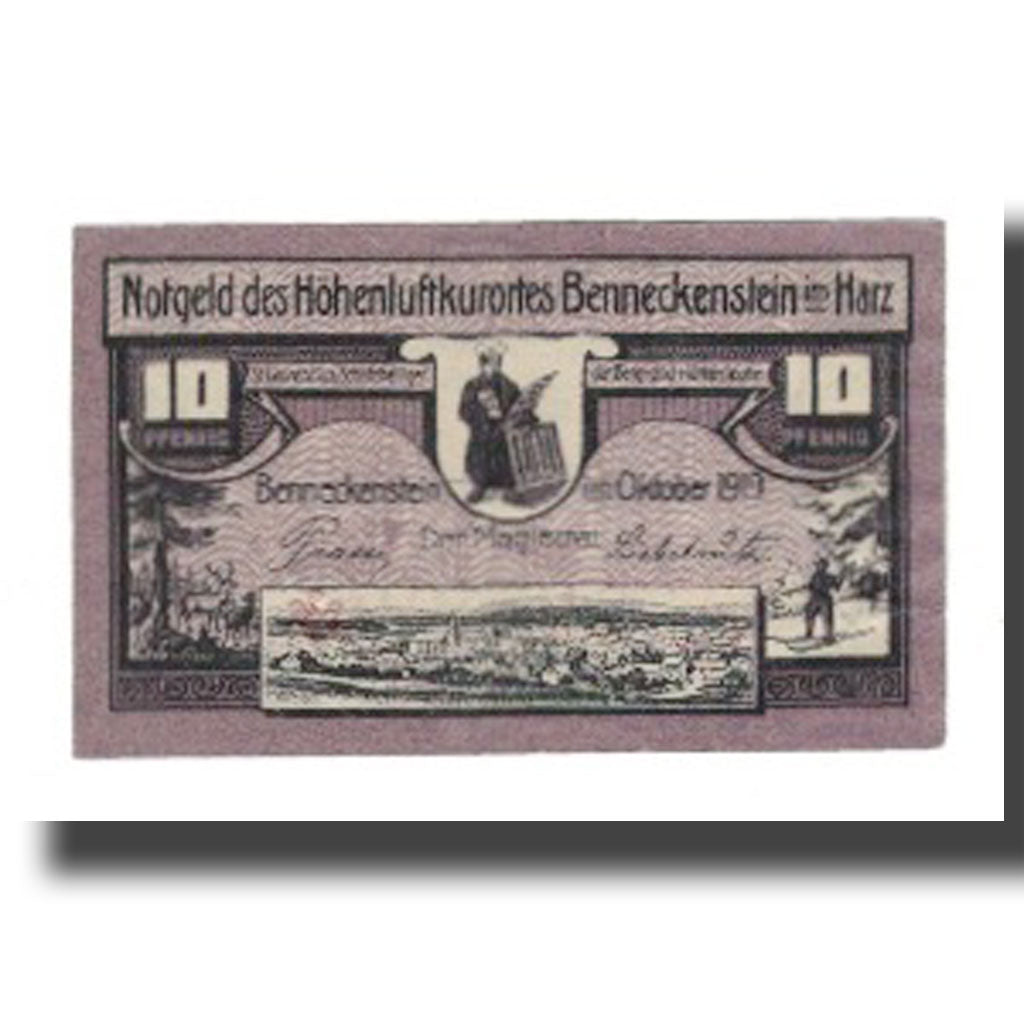 Banknote, Germany, Benneckenstein im Harz Stadt, 10 Pfennig, paysage 2, 1919