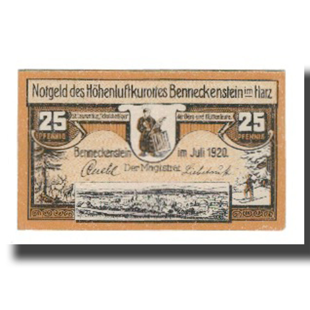 Banknote, Germany, Benneckenstein im Harz Stadt, 25 Pfennig, paysage 4, 1919