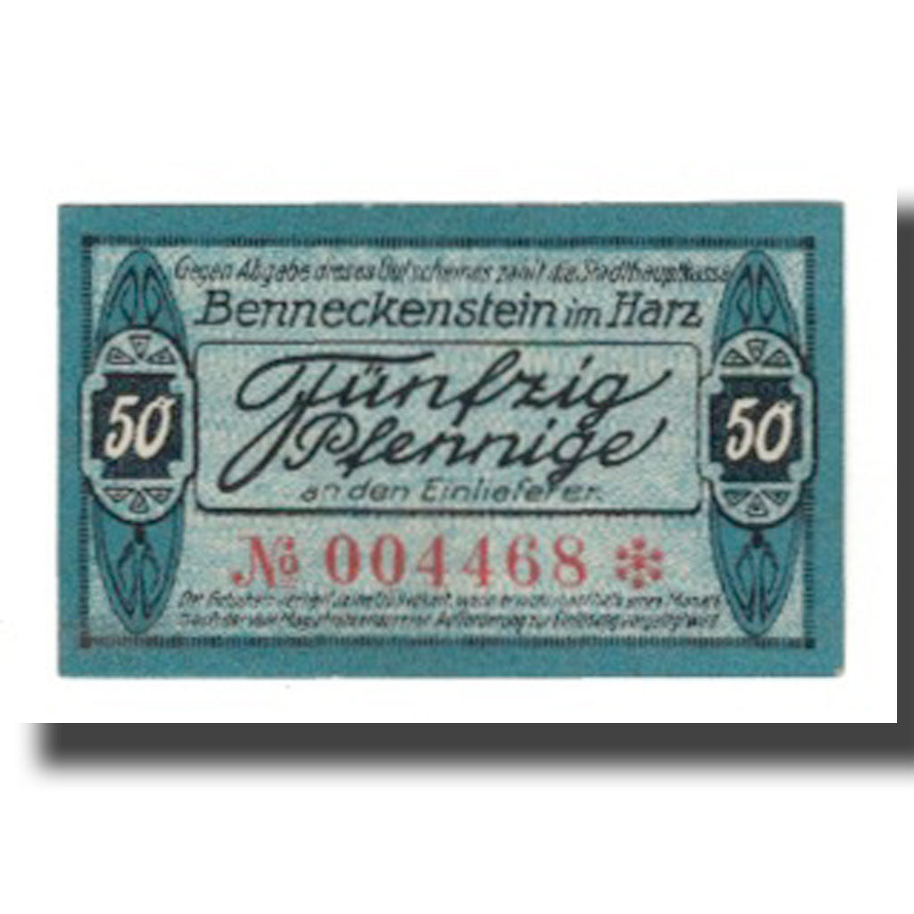 Banknote, Germany, Benneckenstein im Harz Stadt, 50 Pfennig, paysage 6, 1919