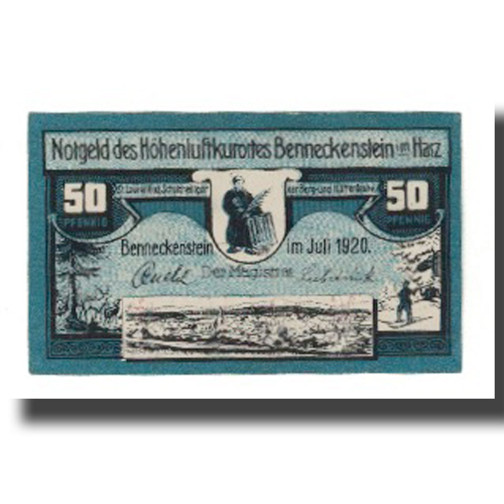Banknote, Germany, Benneckenstein im Harz Stadt, 50 Pfennig, paysage 6, 1919