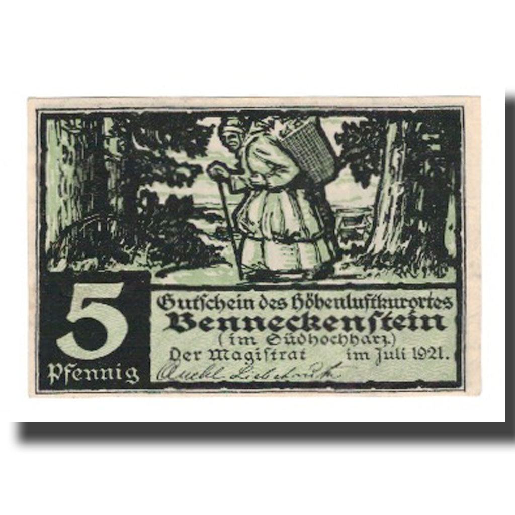 Banknote, Germany, Benneckenstein Stadt, 5 Pfennig, Texte, 1921, AU(55-58)