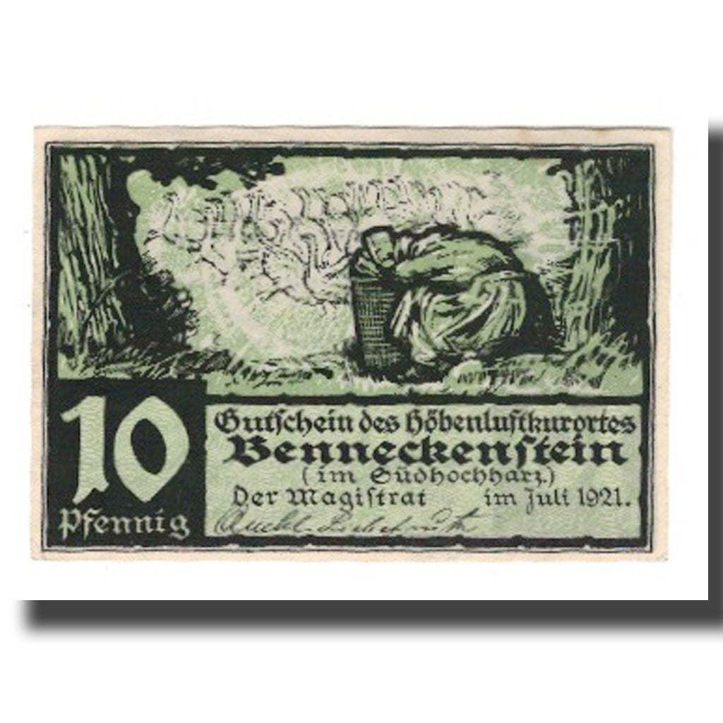 Banknote, Germany, Benneckenstein Stadt, 10 Pfennig, Texte 2, 1921, AU(55-58)