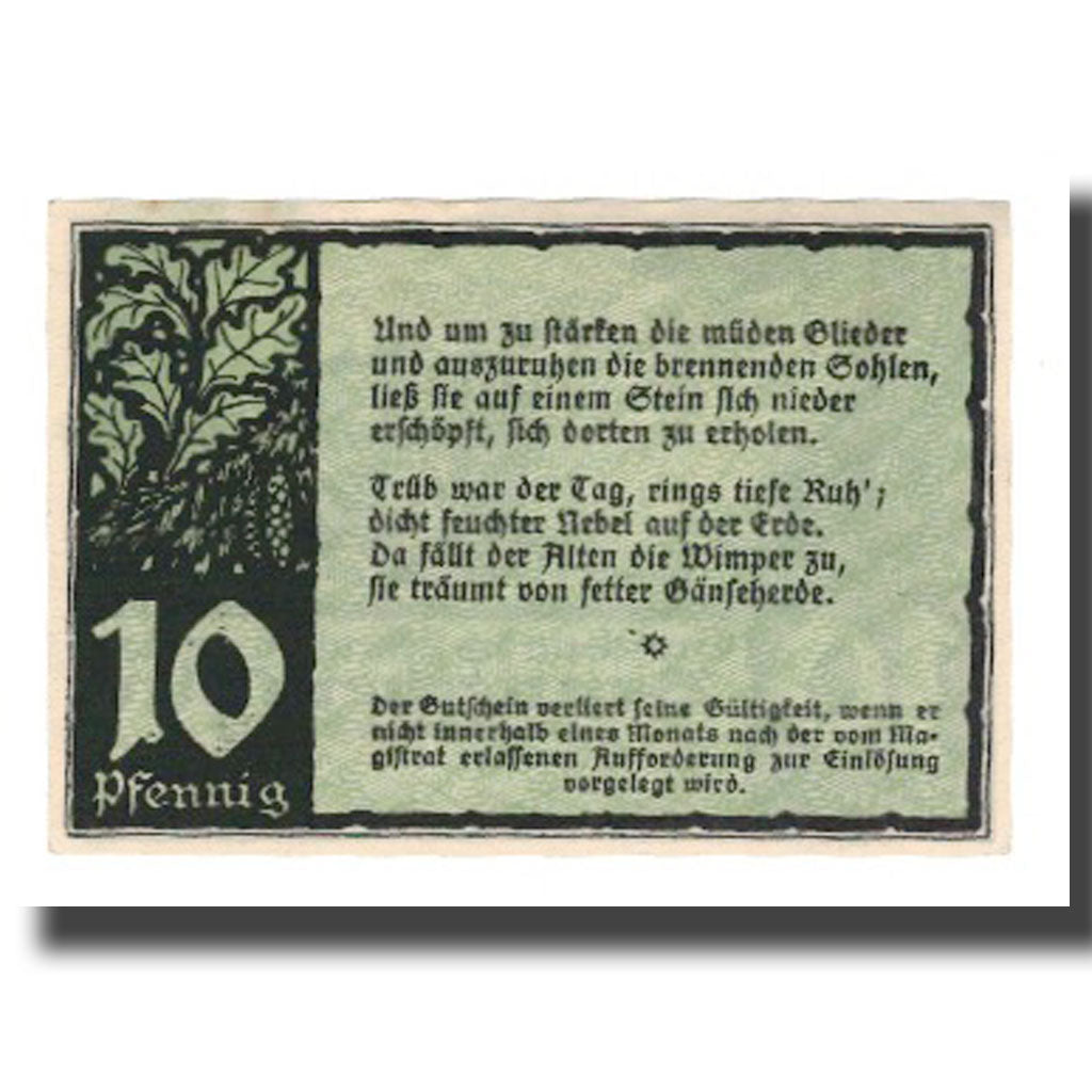 Banknote, Germany, Benneckenstein Stadt, 10 Pfennig, Texte 2, 1921, AU(55-58)