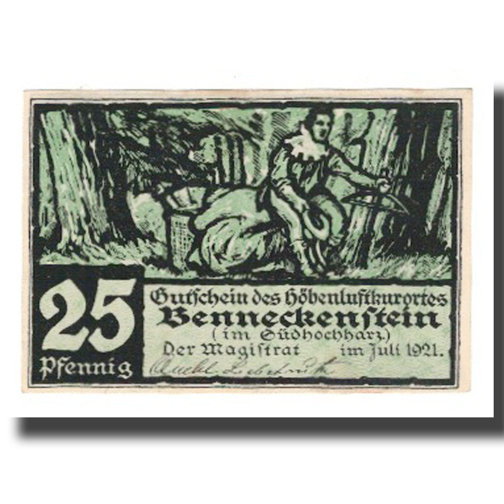 Banknote, Germany, Benneckenstein Stadt, 25 Pfennig, Texte 4, 1921, AU(55-58)