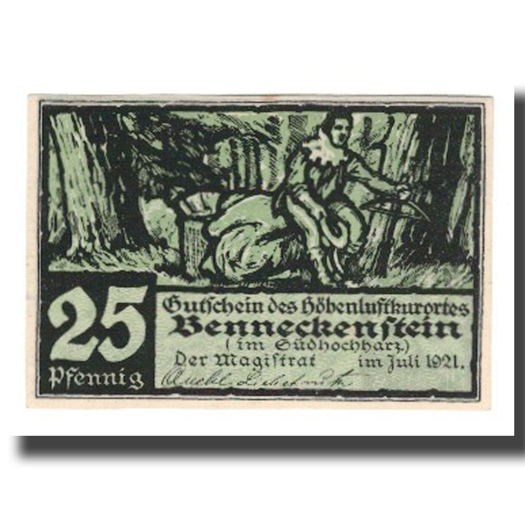 Banknote, Germany, Benneckenstein Stadt, 25 Pfennig, Texte  5, 1921, AU(55-58)