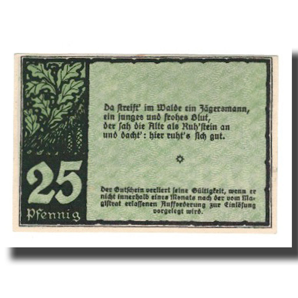 Banknote, Germany, Benneckenstein Stadt, 25 Pfennig, Texte  5, 1921, AU(55-58)