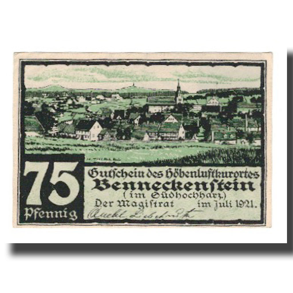 Banknote, Germany, Benneckenstein Stadt, 75 Pfennig, Texte 8, 1921, AU(55-58)