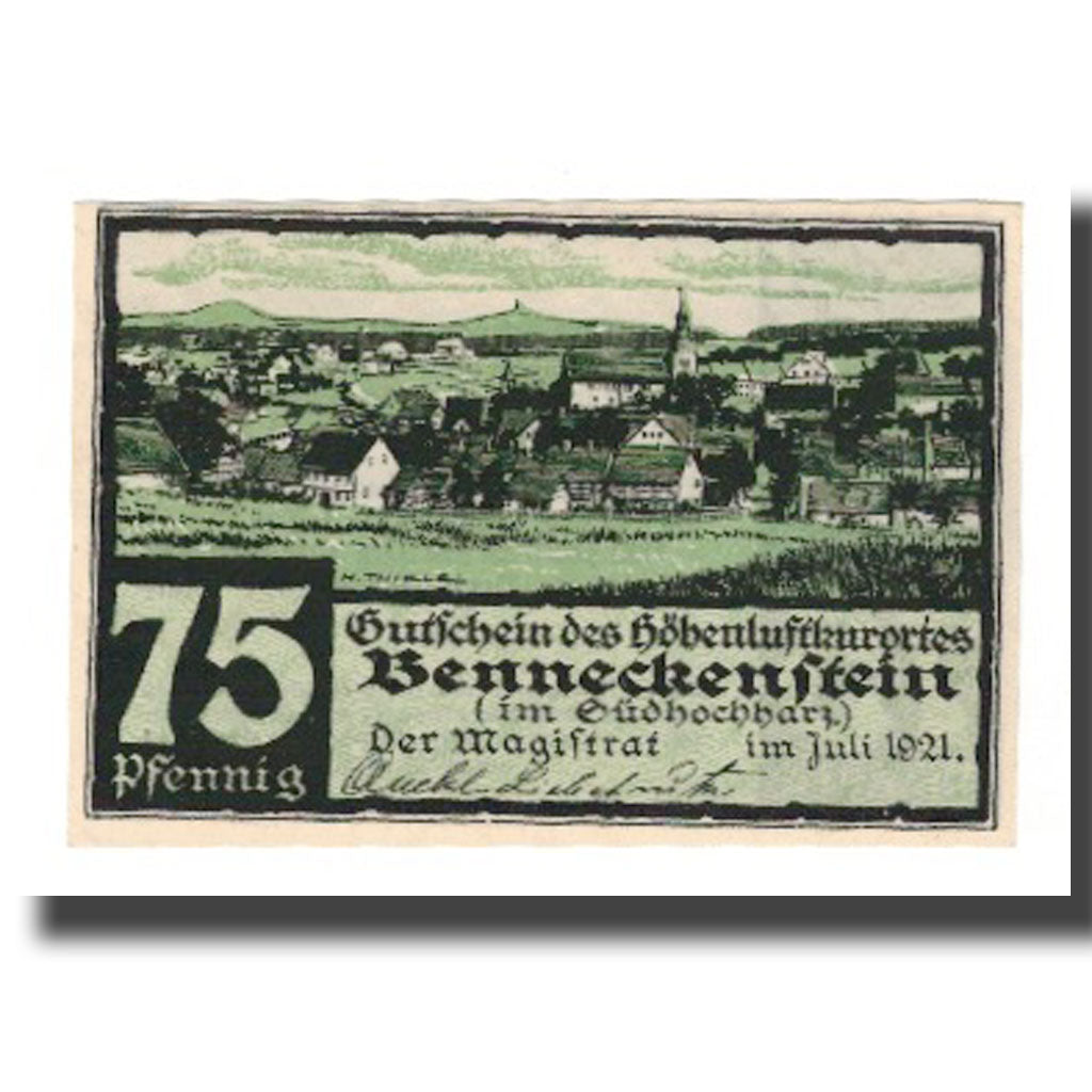 Banknote, Germany, Benneckenstein Stadt, 75 Pfennig, Texte 9, 1921, AU(55-58)