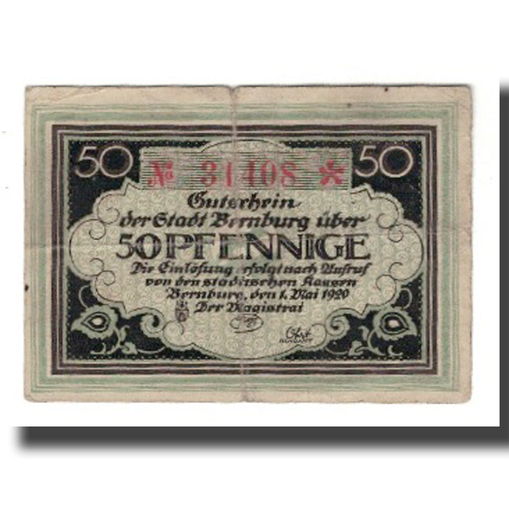 Banknote, Germany, Bernburg Stadt, 50 Pfennig, paysage, 1920, 1920-05-01