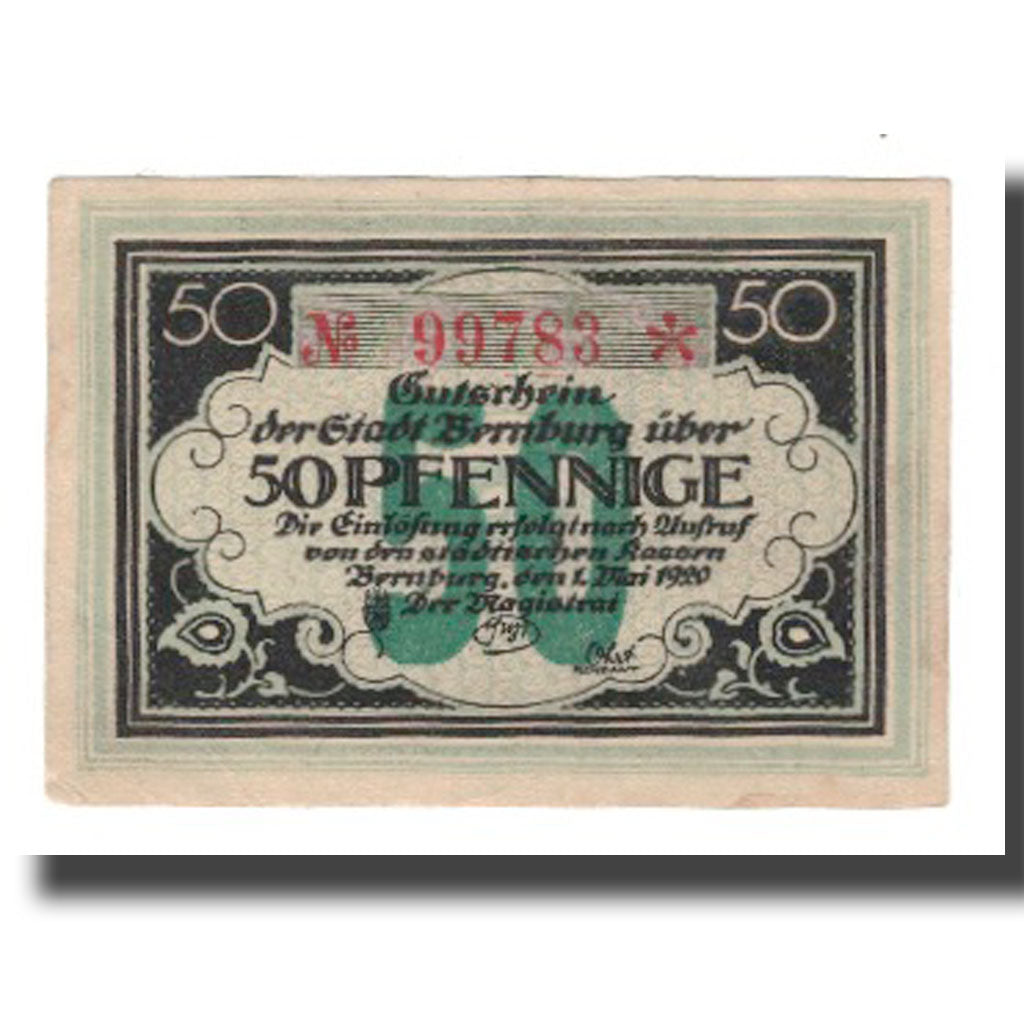 Banknote, Germany, Bernburg Stadt, 50 Pfennig, paysage, 1920, 1920-05-01